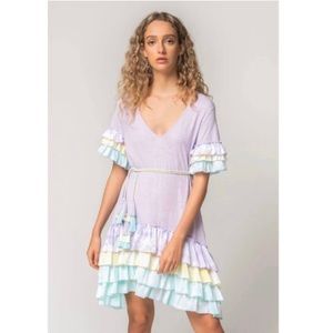 Pitusa NWT purple ruffle shirt dress